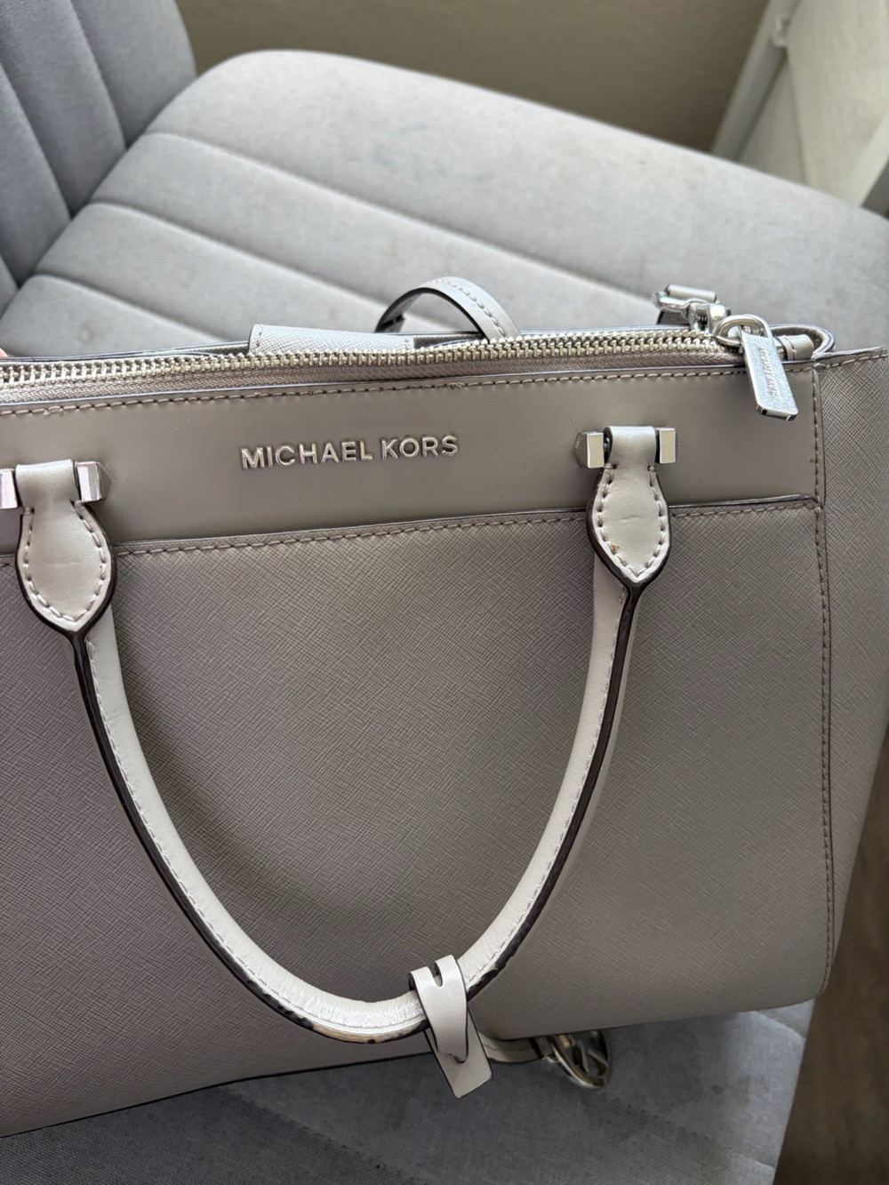 Michael Kors Light Taupe Saffiano Satchel